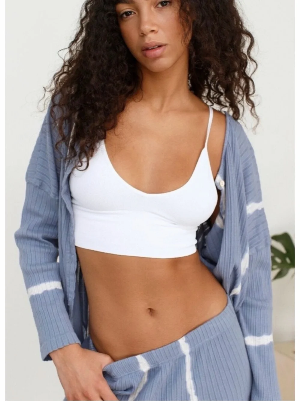 FP | Little Dream Dusty Blue Tie Dye Top & Botton Ribbed Two-Piece Lounge Set - Picture 16 of 16